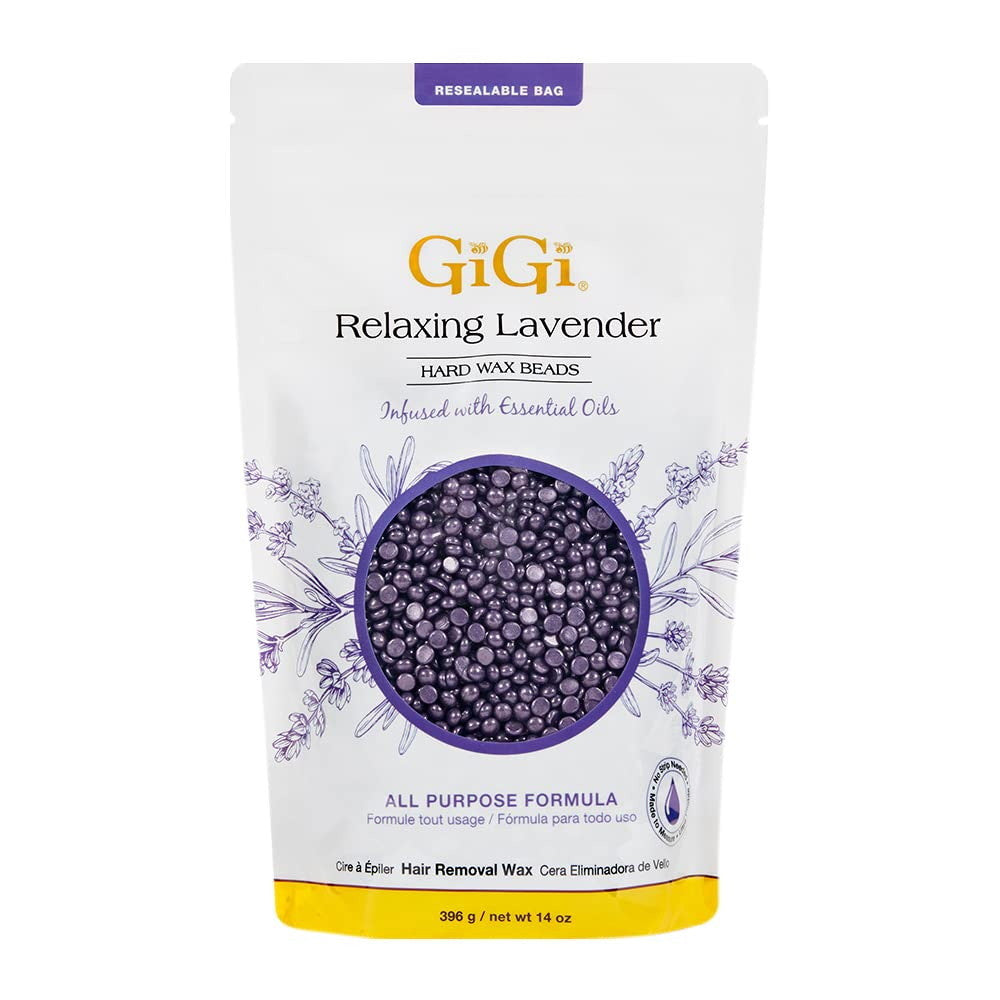 GiGi Hard Wax Beads for Hair Removal, Relaxing Lavender, 14 Oz